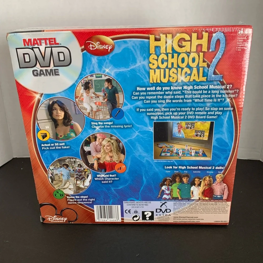 NWT Mattel Y2K Disney High School Musical Game 2 DVDs Sing Dance Board Game 6+